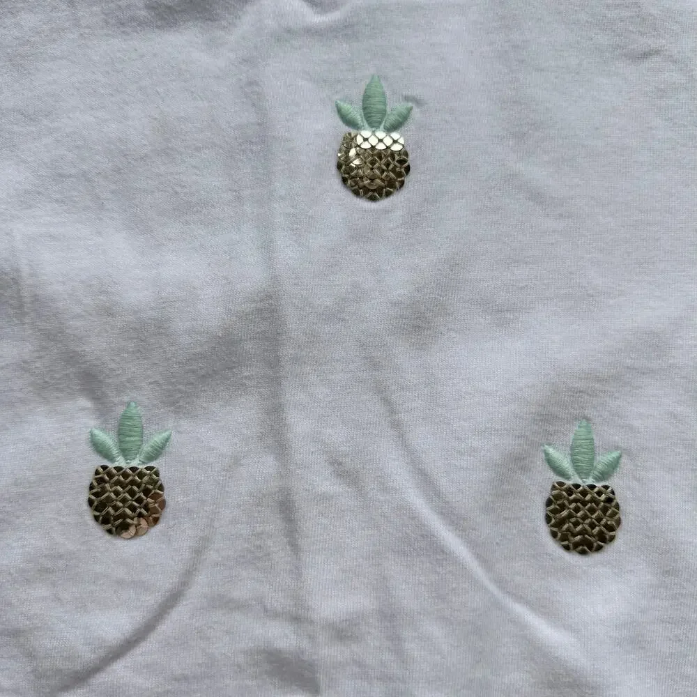 Gymboree White Pineapple Sequin Cap Sleeve Shirt - Size 10